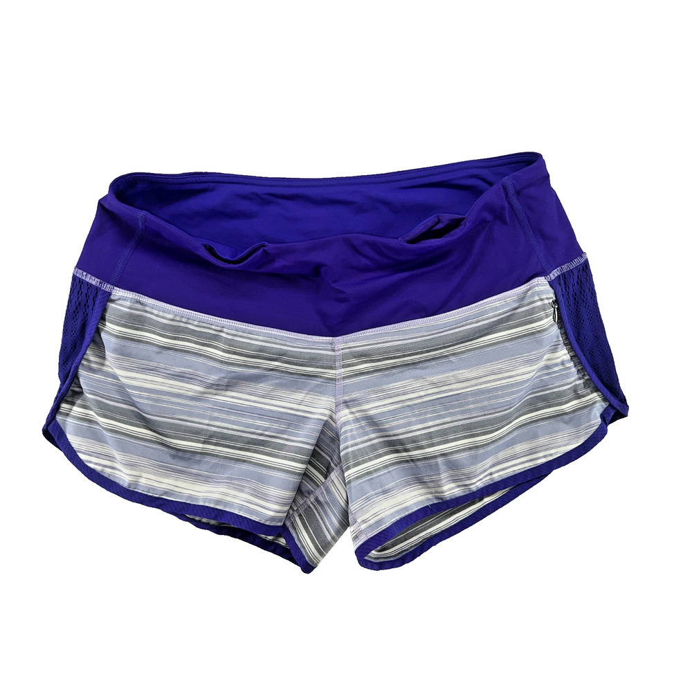 Lululemon Shorts Womens 8 Purple Stripe Turbo Run Flexible Quick Dry